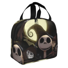 Grote lunchtas met Nightmare Before Christmas-print voor dames en heren, geïsoleerde lunchbox voor volwassenen, herbruikbare lunchtas voor werk,