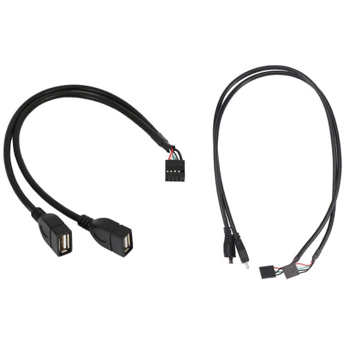Cabo divisor em Y USB 2.0 de 10 pinos e 30 cm para placa-mãe e cabo extensor de 5 pinos e 2 cabos de 50 cm para placa-mãe.