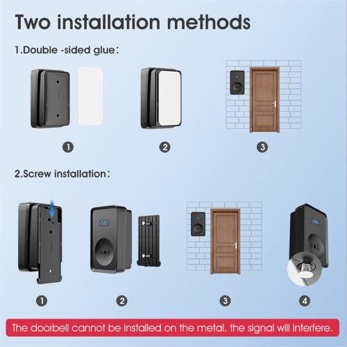 Sensor de timbre inalámbrico para puerta de casa con control remoto y buscapersonas 1