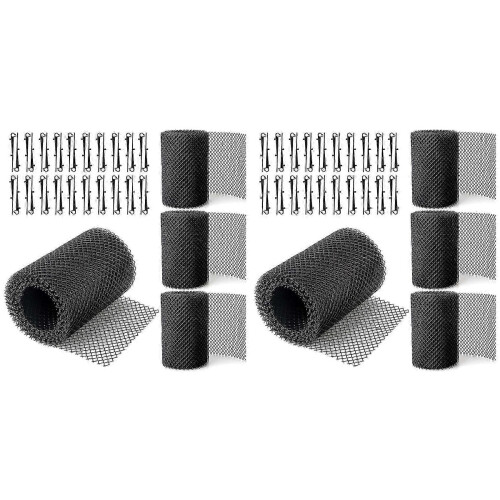 8Pack Gutter Guard Mesh Rolls, 20 Feet Gutter Leaf Guards with 80 Clip Hooks, DIY Rain Gutter Covers Preventing Leaves