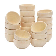 24 Pack Wooden Pinch Bowls, Mini Unfinished Bowl Set for DIY Crafts, 1.5 Oz Condiment Bowls, Small Round Bowl