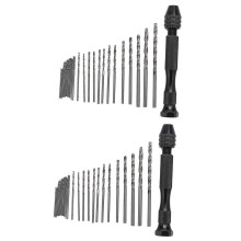 Hand Drill Bits Set 62Pcs Hand Drill Set Precision Pin Vise Micro-Mini Twist Drill Bits for Wood, Delicate Manual Work