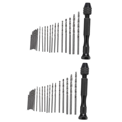 Hand Drill Bits Set 62Pcs Hand Drill Set Precision Pin Vise Micro-Mini Twist Drill Bits for Wood, Delicate Manual Work