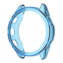 (Blue) ENKAY HAT PRINCE Compatible For Garmin Forerunner 965 TPU Watch Case Frame Anti-scratch Transparent Half Body Cover