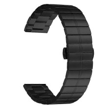(Black) Compatible For Haylou RT LS05S Stainless Steel Strap Line Design Smart Watch Replacement Band