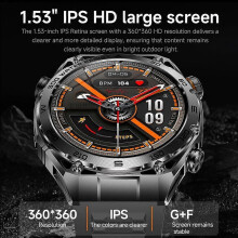 (Silver) AK105 Camouflage Silicone Strap Smart Watch Bluetooth-compatible Call Heart Rate Blood Pressure Sleep 1.53 Inch IP68 Sports Fitnes