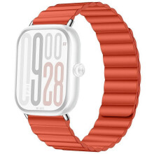 (Red) Compatible For Xiaomi Redmi Watch 6 / 5 / 4 / Smart Band 9 Pro / 8 Pro 2-Sections Magnetic Silicone Strap Smart Watch Band