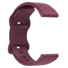 (WineRed) Universal 22mm Silicone Watch Strap Solid Color Butterfly Shape Buckle Replacement Band