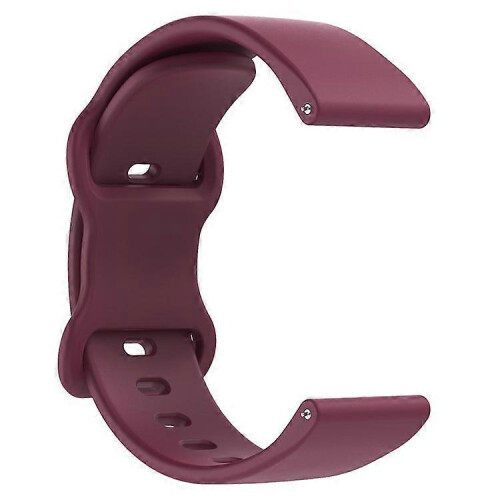 (WineRed) Universal 22mm Silicone Watch Strap Solid Color Butterfly Shape Buckle Replacement Band