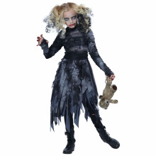 (Medium (8-10), Black) Zombie Girl Rotten Horror Ghoul Ghost Halloween Child Girls Costume