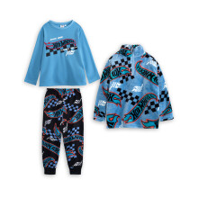 (7-8 Years) Hot Wheels Long Sleeve Long Leg Pyjama and Jumper 3 Piece Set (Boys Multicoloured)