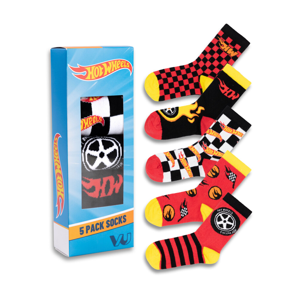 Hot Wheels (6-8.5 Uk Child) Calf Socks Set Of 5 (Boys Multicoloured)