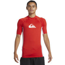 (M, High Risk Red) Quiksilver Mens Everyday Short Sleeve UV Protect Surf Surfing Rash Guard Vest