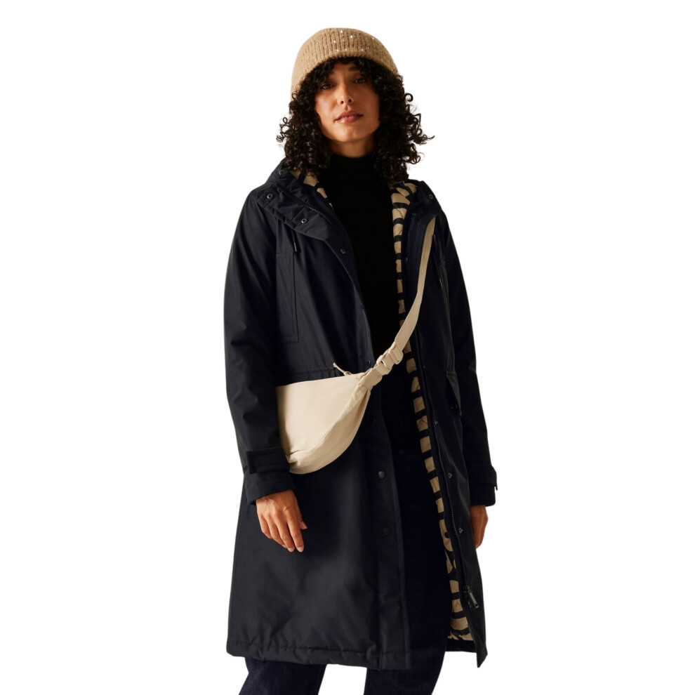 Regatta (14, Black(Large Wiggle Mono)) Womens Orla Long Length Waterproof Jacket