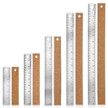 5Pcs Cork Backed Ruler Stainless Steel Ruler, 6/8/12/14/16 Inch Metal Ruler,Straight Ruler Non-Slip Metal Rulers