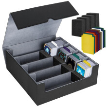 Scatola Portaoggetti per Carte Collezionabili, Custodia per Mazzo di Carte A 4 File, Scatola per Carte con Chiusura Magnetica per Carte da Gioco, Nero