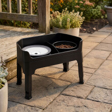 Skylos Raised Dog Bowl 4-Height Adjustable Feeding Station Full Set 1600ml Black