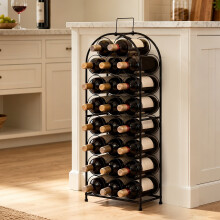 Levede Wine Rack 23 Bottles Freestanding Storage Organiser Stand Home Black