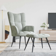 vidaXL Relaxing chair with Footstool Light Grey Velvet
