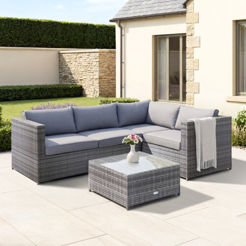 Charles Bentley Charles Bentley Rattan Corner Sofa & Coffee Table - Grey