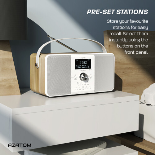 Azatom DAB+ FM Radio Clock Stereo Speaker Alarm Bluetooth - Multiplex D2 Oak 2