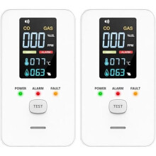 2 Stück 4-in-1 CO-Melder & Brenngasdetektoren, Stecker-Kohlenstoffdetektoren, Erdgasleckdetektor, EU-Stecker, Weiß