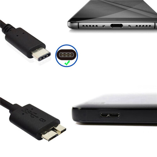 4X Cable de Disco Duro, USB 3.1 Tipo-C Macho una USB 3.0 Micro-B Cable de Datos Macho para TeléFono con Tableta 2