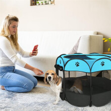 Pet Cat Playpen, Portable Foldable Dog Playpen Outdoor with Zipper Top Cover Door for Dogs, Cats, Small Animals