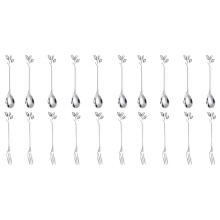 10Spoon + 10Forks Edelstahlblatt Kaffee KuchenlöFfel Gabel DessertlöFfel, RüHren TeelöFfel Set Silber