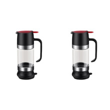 2X Pot Distributeur de Miel, 10 Oz, Verre Anti-Goutte avec Poignée, Pot Distributeur de Sirop Transparent Durable avec Base en Silicone