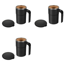 3X Elektrische Magnetische Zelfroerende Mok met Deksel, Automatische Roerbeker met Digitaal Display, Zelfmengende Mok voor Koffie en Thee