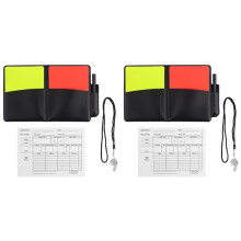 2X Kit D'Arbitre de Football, Kit D'Avertissement pour Arbitre de Football Comprenant des Cartons Jaunes et Rouges, un Sifflet Puissant et Clair avec