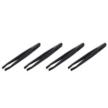 4X Outil Manuel Plastique Noir Pince A Epiler Plat Pointe Anti-Statiques