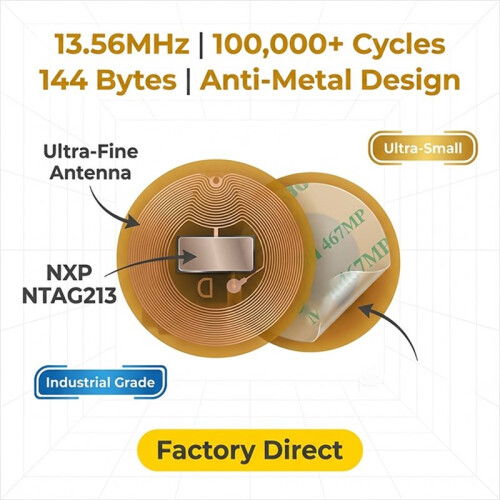 15Pcs NFC Tags Set 6mm Diameter Programmable RFID Stickers, Round Waterproof Flexible FPC NFC Labels for  Devices 2