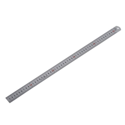 10X Double Side Scale Stainless Steel Straight Ruler Measuring Tool 50cm 2