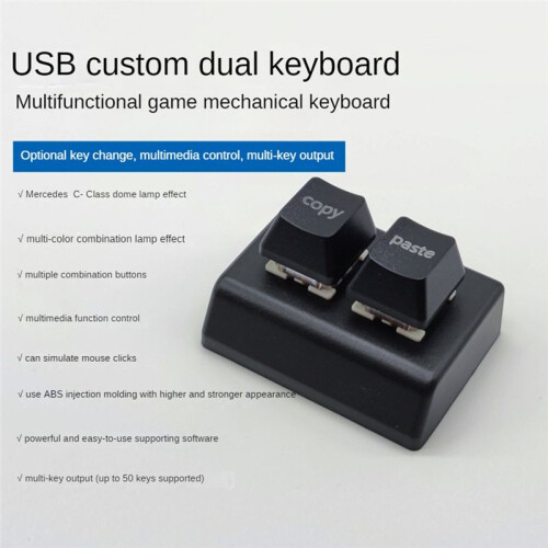 Macro Programming Keyboard RGB Custom 2 Keys Keyboard  Copy and Paste OSU Keyboard Gaming Hotswap Keypad Black 2