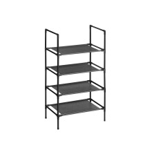 4-Tier Shoe Rack - Metal Frame and Non-Woven Fabric - Black - Compact Design for Hallway, Bedroom, or Living Room