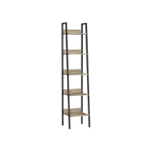 5-Tier Ladder Shelf - Steel Frame - Rustic Brown and Black - Freestanding Storage for Home Office and Living Spaces