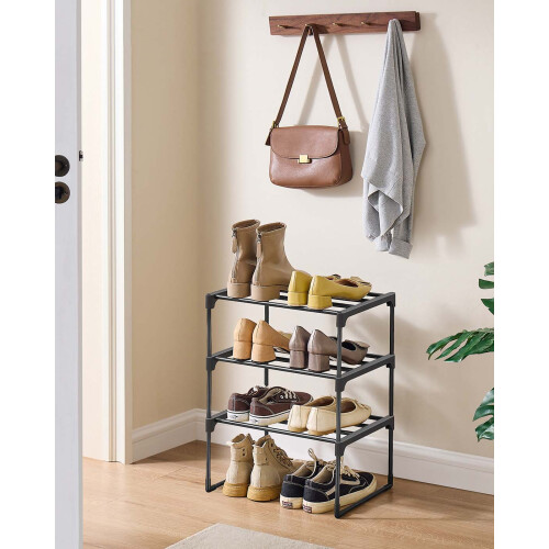 3-Tier Shoe Rack - Metal - Black - Stackable and Easy to Assemble 1