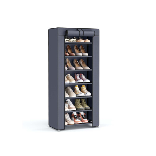 7-Tier Shoe Organiser - Non-Woven Fabric - Grey - Dustproof Design