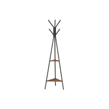 Hall Rack Stand - Wood and Metal - Hazelnut Brown and Black - Industrial Style with 2 Shelves