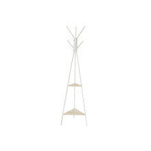 Hall Tree - Wood and Metal - Rustic Beige and Black - Free Standing with 2 Shelves