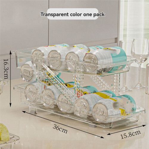 Soda Can Dispenser 2 Tier Automatic Rolling Can Dispenser for Refrigerator Stackable Beer Soda Dispenser