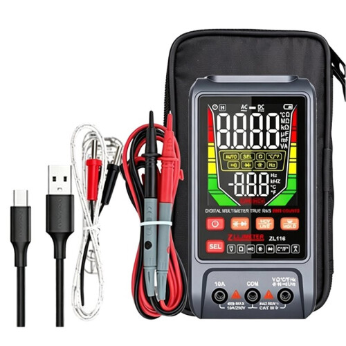 Counts USB Charge Digital Multimetro True RMS  Auto Range Test AC  Voltage Capacitance Temp Diode Ohm Hz Meter