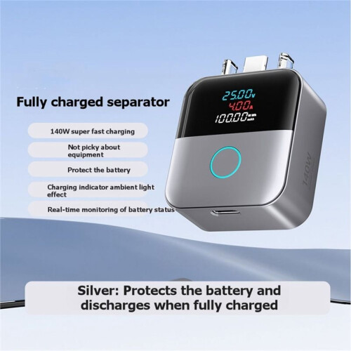 Automatic Cut Off Charging Protecto 140W Overnight Auto-Disconnect Charging Adapter for Type C Electronic Devices Silver 2
