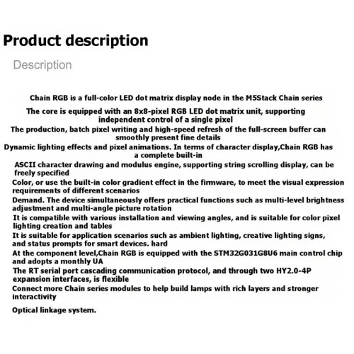 M5Stack Chain RGB Full-Color LED Dot Matrix Display Node Unit (Chain Series) 1