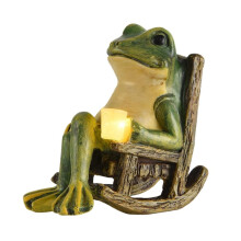 Estátua de Sapo em Miniatura para Jardim, Presente de Halloween, Luzes Externas, Decoração Solar para Pátio, Quintal e Gramado.