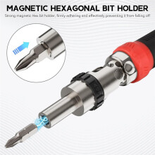 Conjunto de Chave de Fenda Multifuncional 13 em 1 com Catraca Magnética Ajustável, Pivô de 180, 12 Bits e Cabo com Revestimento Emborrachado para