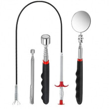 4 Piece Automotive Magnetic Pickup Tool Kit with Flex Claw and Inspection Mirror