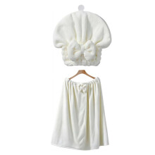 Ensemble Jupe de Bain Ajustable Taille et Bonnet de Bain à Séchage Rapide, Blanc Corail Doux